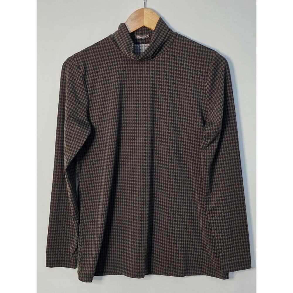 J.McLaughlin Resort Turtleneck Blouse Size M Multicolor Geometric Polyester Blen